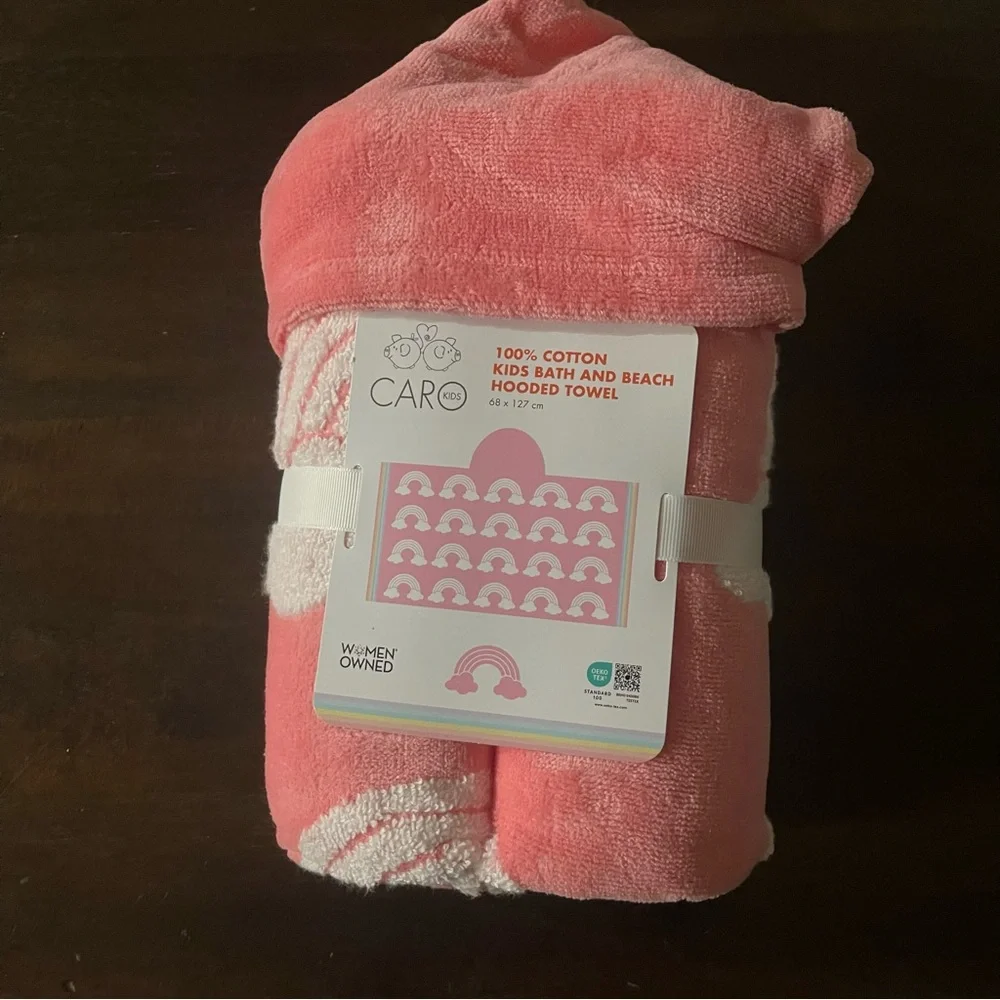 Caro hooded rainbow towel‎ pink super soft